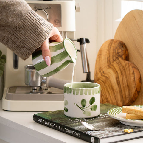 Green Stripe Small Ceramic Jug