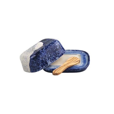 Wave Mini Ceramic Butter Dish & Knife Set