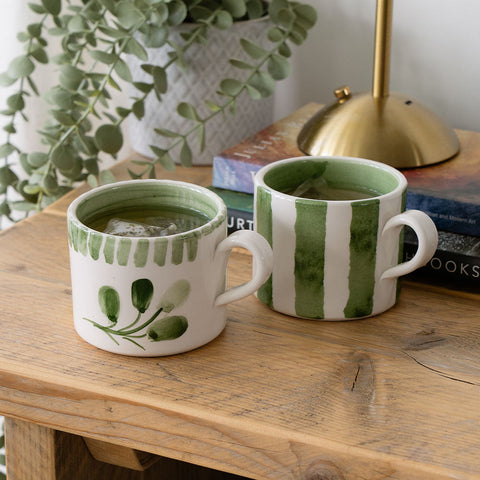 Green Stripe Large Ceramic Mug