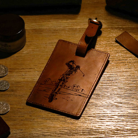 Golf Leather Luggage Tag