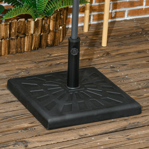 Outsunny 19kg Resin Garden Parasol Base Holder, Square Outdoor Market Umbrella Stand Weight for Poles of \'ce\'a632mm, \'ce\'a638mm, and \'ce\'a648mm, Black