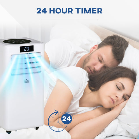 HOMCOM 10000 BTU Air Conditioning Unit, 3-in-1 Portable Air Conditioner, Dehumidifier, Cooling Fan with Remote Control, Digital Display, 2 Speeds, 24H Timer, Window Venting Kit, 22m\'c2\'b2