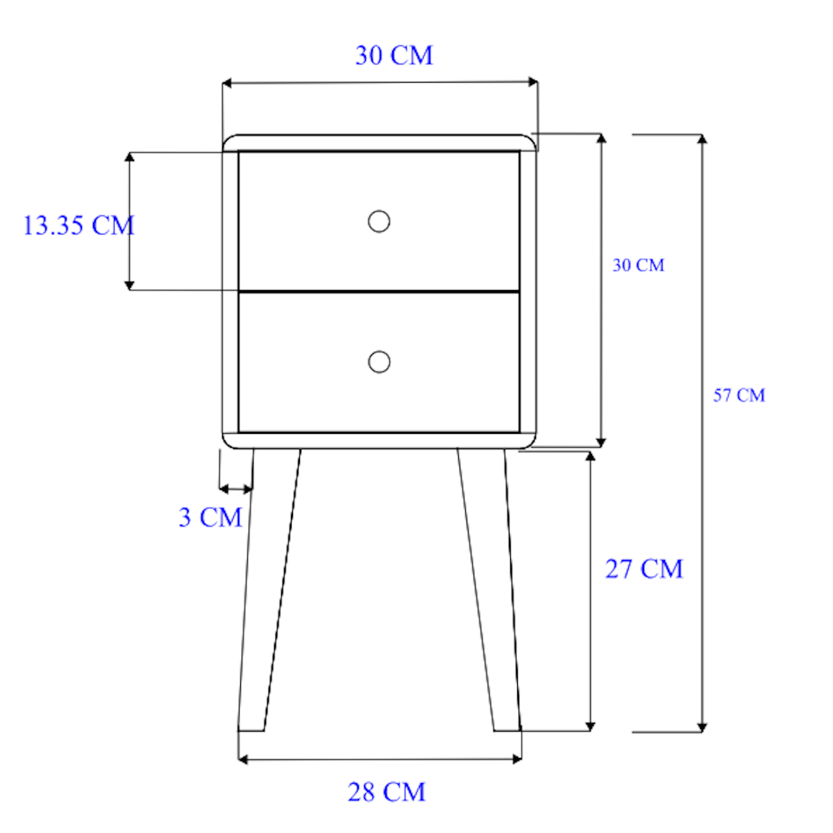 Scandinavian Walnut Logan Narrow Bedside Table