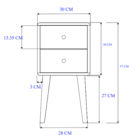 Scandinavian Walnut Logan Narrow Bedside Table