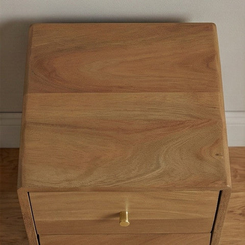 Scandinavian Light Walnut Logan Narrow Bedside Table