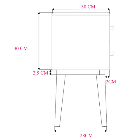 Scandinavian Light Walnut Logan Narrow Bedside Table