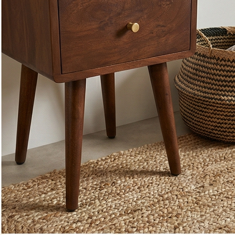 Scandinavian Walnut Logan Narrow Bedside Table