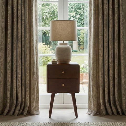 Scandinavian Walnut Logan Narrow Bedside Table