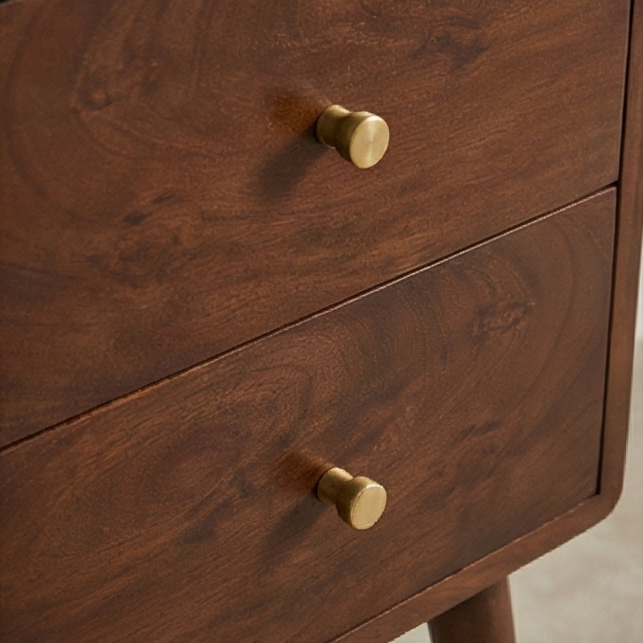 Scandinavian Walnut Logan Narrow Bedside Table