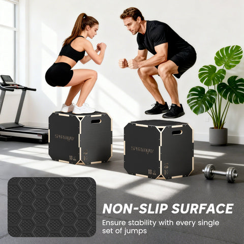 SPORTNOW Non-Slip Plyo Box, Corner-free Wooden Jump Box, 41 x 51 x 48 cm