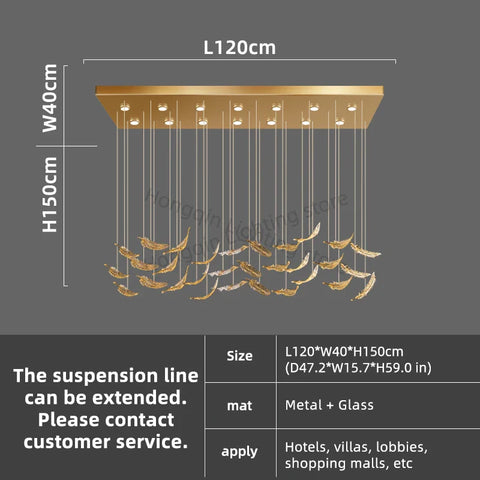 luxury Glass Hanging  Led Chandelier
