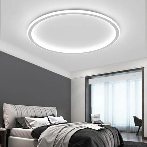 LED Ring Flush Mount Chandelier - Dimmable Ceiling Light Black/White