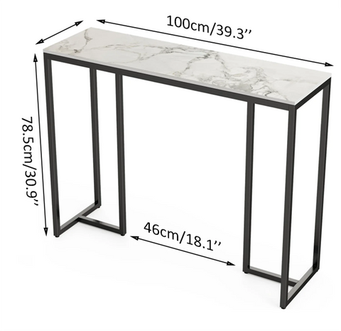 Marble Console Table Modern Accent Side Stand Sofa Entryway Hall Furniture Storage Display Table Metal Frame