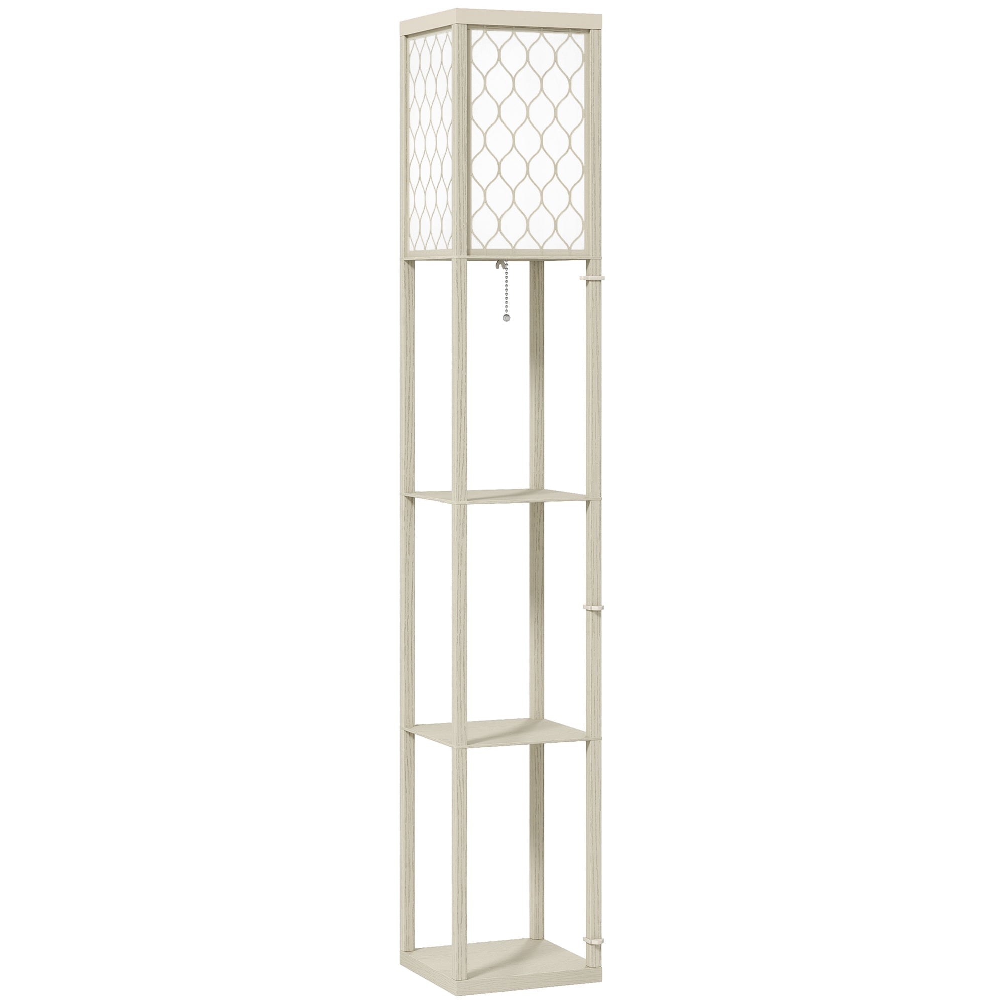 HOMCOM Three-Shelf Standing Lamp - Oak/White