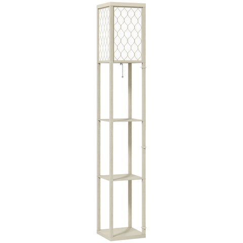 HOMCOM Three-Shelf Standing Lamp - Oak/White