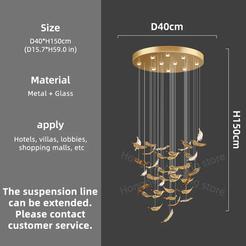 luxury Glass Hanging  Led Chandelier