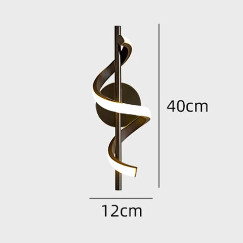 Twisted LED Wall Light - Black & Gold Options for Living Room