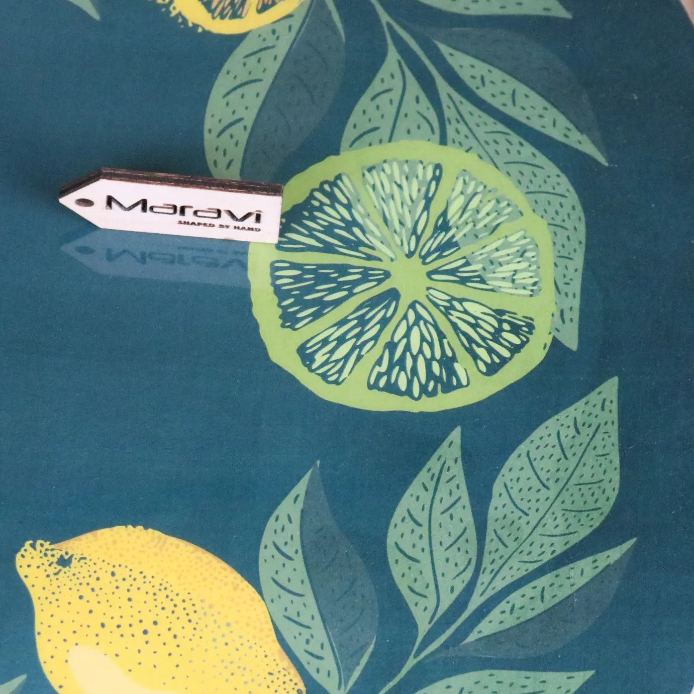 Saitras Enamel Top Table Citrus Design - Green