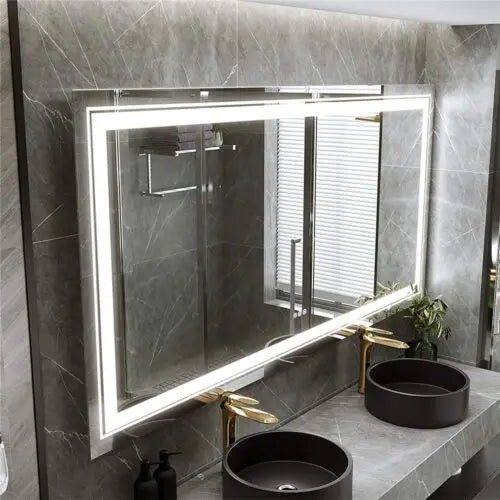 Large Wall-Mounted LED Illuminated Bathroom Mirror Touch Antifog Vanity Mirror Dimmable Commercial-Grade 42"