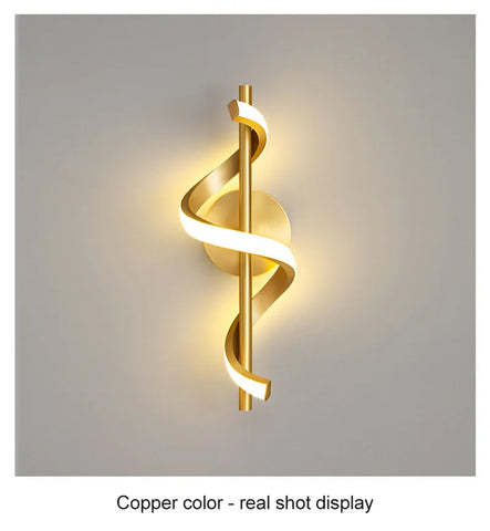 Twisted LED Wall Light - Black & Gold Options for Living Room