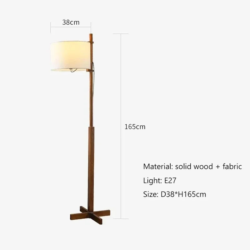 Modern Fabric Floor Lamp with Wooden Frame – Contemporary Living Room Light