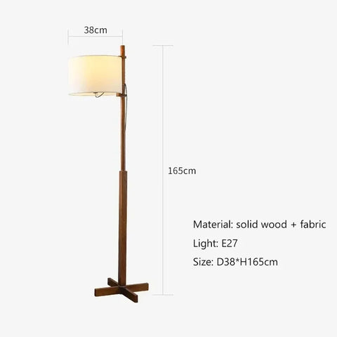 Modern Fabric Floor Lamp with Wooden Frame – Contemporary Living Room Light