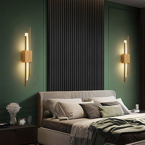 Emporium LED Wall Lamp Black Gold Warm Light Hard Wired Modern