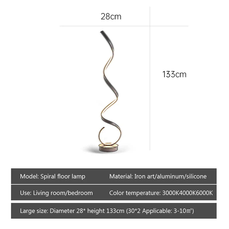 Lumin Minimalist LED Spiral Strip Floor Lamp
