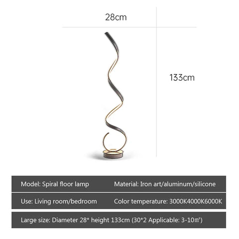 Lumin Minimalist LED Spiral Strip Floor Lamp