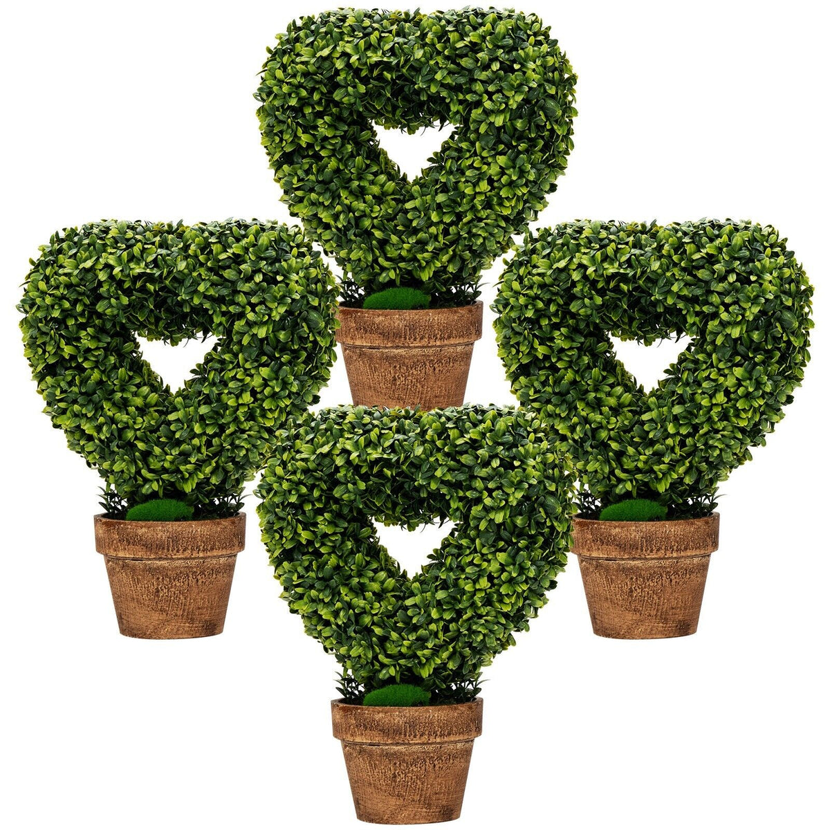 4 Pieces Heart-Shape Artificial Plant Set-Green
