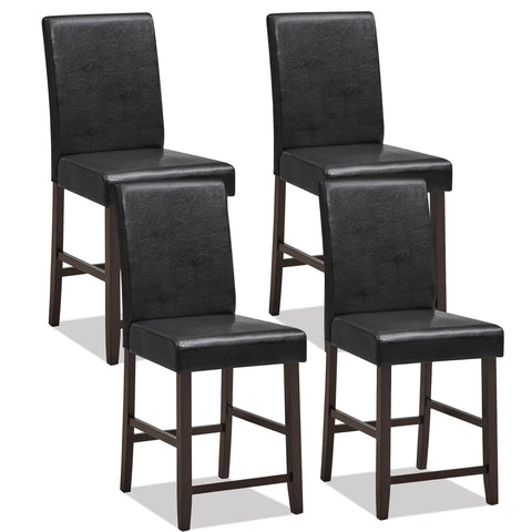 Set of 4 Counter Height Bar Stools with Rubber Wood Legs and Ergonomic