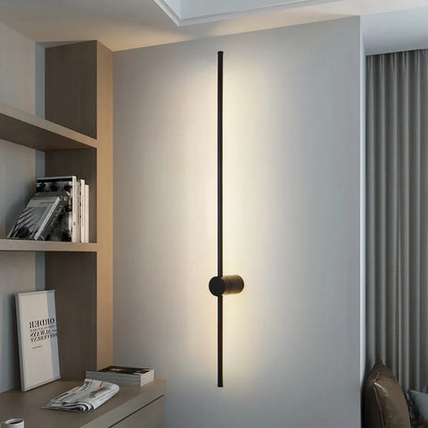 Black LED Wall Light - Warm Modern Bedroom Lounge Lamp Easy Install