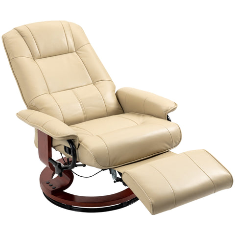 HOMCOM Faux Leather Armchair, with 145\'c2\'b0 Reclining Back and Footrest - Cream