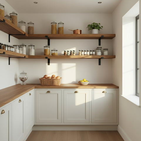 Rustic Wooden Shelf with Lipped Metal Brackets