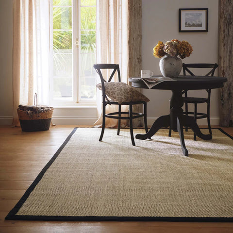 Sisal Rug Light Beige | Black Border