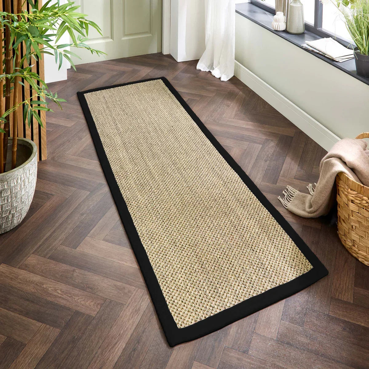 Sisal Rug Light Beige | Black Border