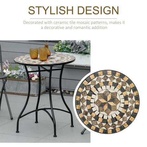 Outsunny \'ce\'a660cm Mosaic Outdoor Patio Table - Grey