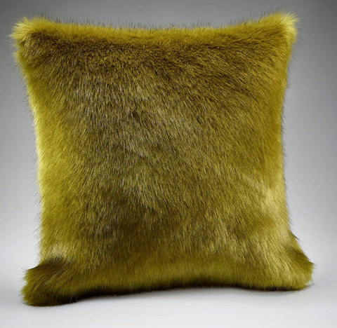 Spinach Green Faux Fur Cushion