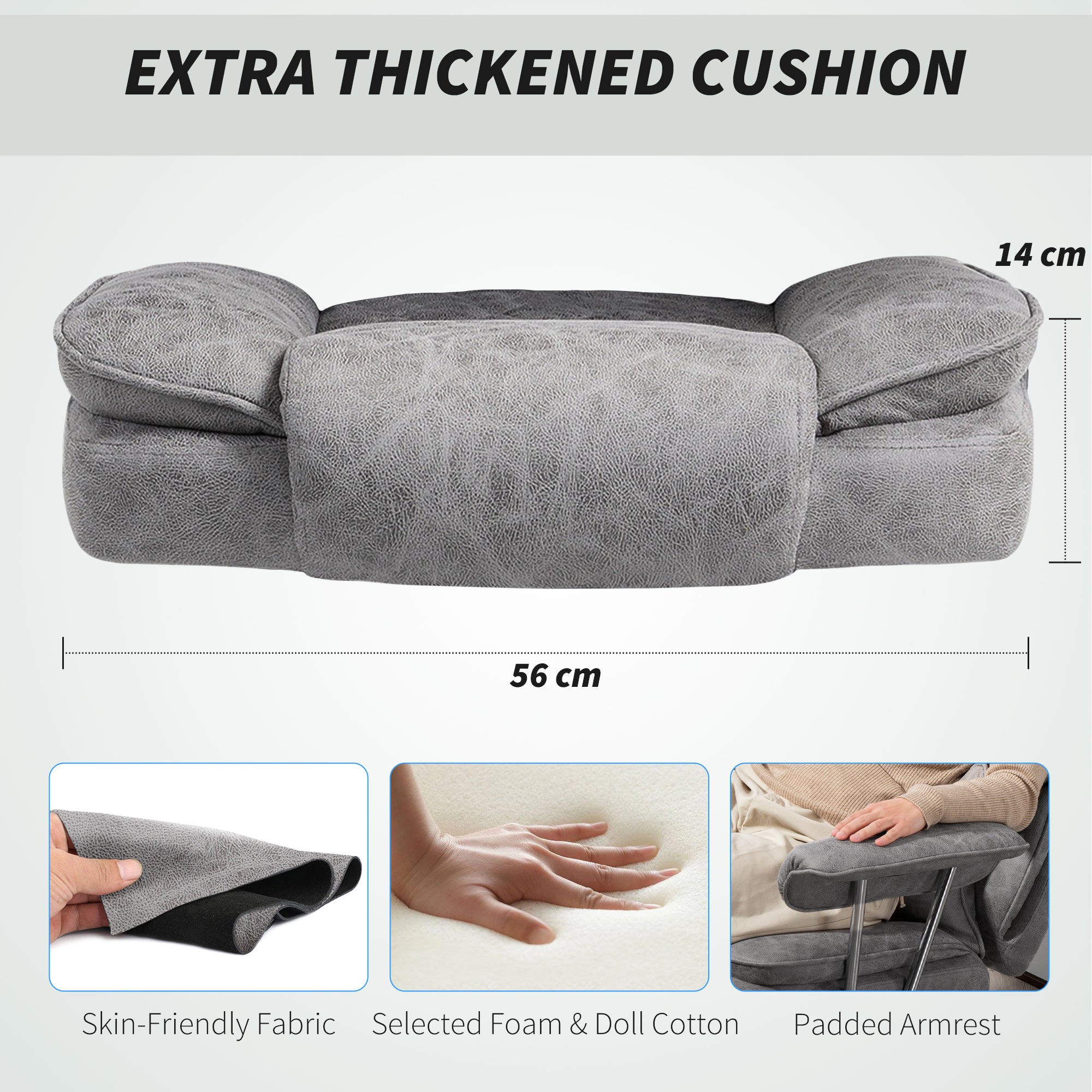 HOMCOM Leathaire Reclining Office Chair with Lumbar Support Pillow - Grey
