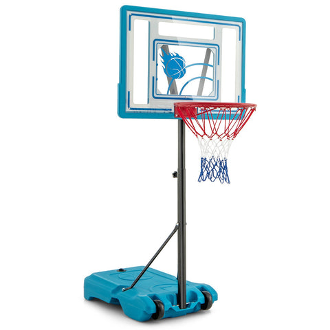 Swimming Pool Basketball Hoop Adjustable with Fillable Base and Wheels-Blue