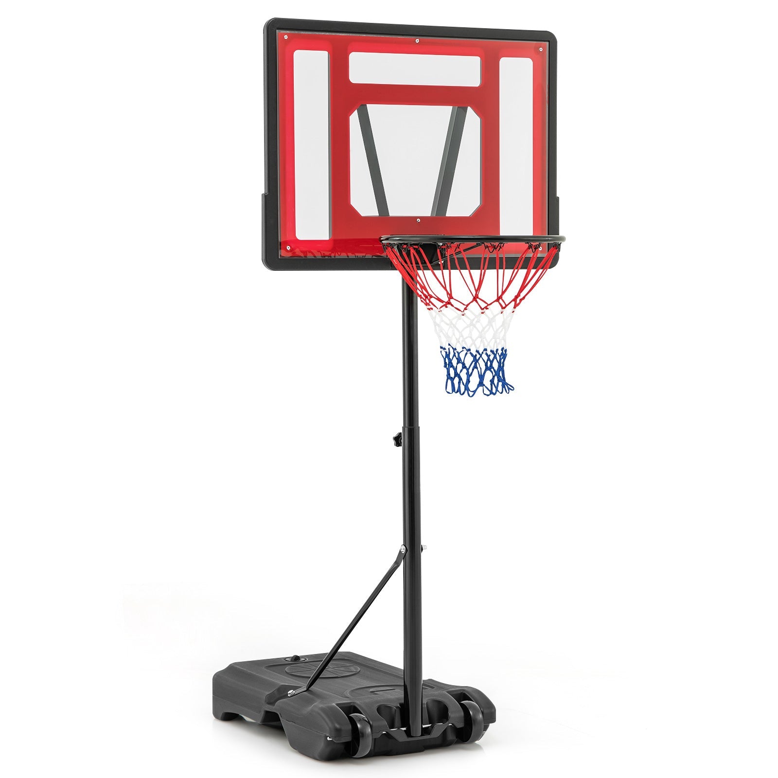 Swimming Pool Basketball Hoop Adjustable with Fillable Base and Wheels-Blue