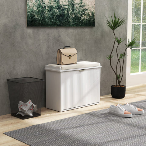 HOMCOM Elegant Six Shoe Bench, with Top Seat - White