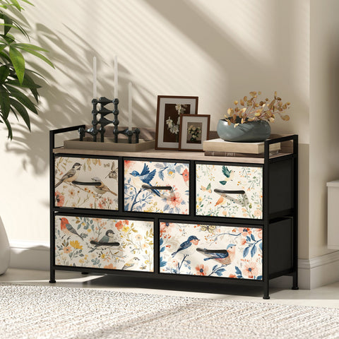 HOMCOM 5-Drawer Chest of Drawers - White