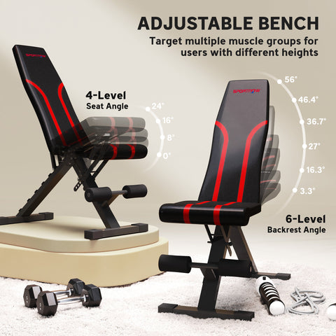 SPORTNOW Foldable Weight Bench, Adjustable Incline Flat Bench Press with 6-Level Backrest, 4-Level Seat, Leg Extension for Home Gym Workout Full Body Strength Training