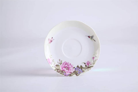 Tea for One Teapot Cup suacer Set Shaby Chic Flora Bird Rose Butterfly Porcelain Gift Box (Beige/Cream)