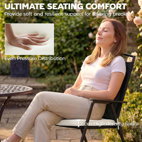 Outsunny Set of 6 Outdoor Seat Cushions with Machine Washable Cover, Water Repellent Seat Cushions Cream White
