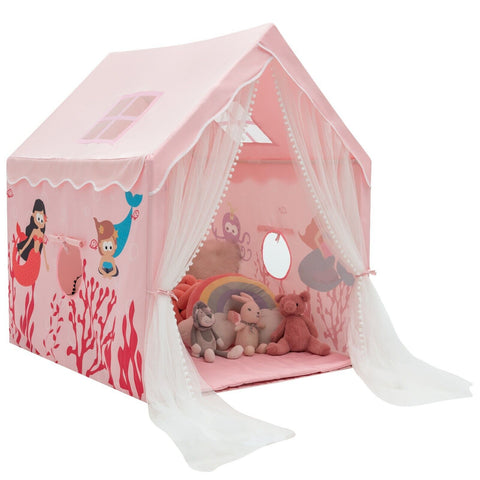 Kids Play Tent with Washable Mat and Windows-Blue