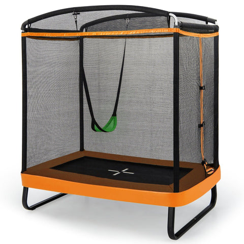 6 Feet Kids Trampoline with Swing and Enclosure Safety Net-Blue