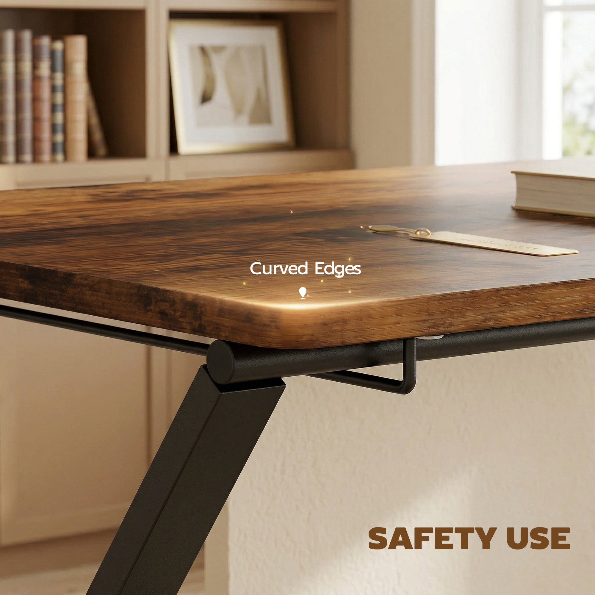 HOMCOM Compact Folding Desk for Small Spaces with Storage Shelf for Home Office, Rustic Brown