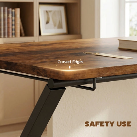 HOMCOM Compact Folding Desk for Small Spaces with Storage Shelf for Home Office, Rustic Brown
